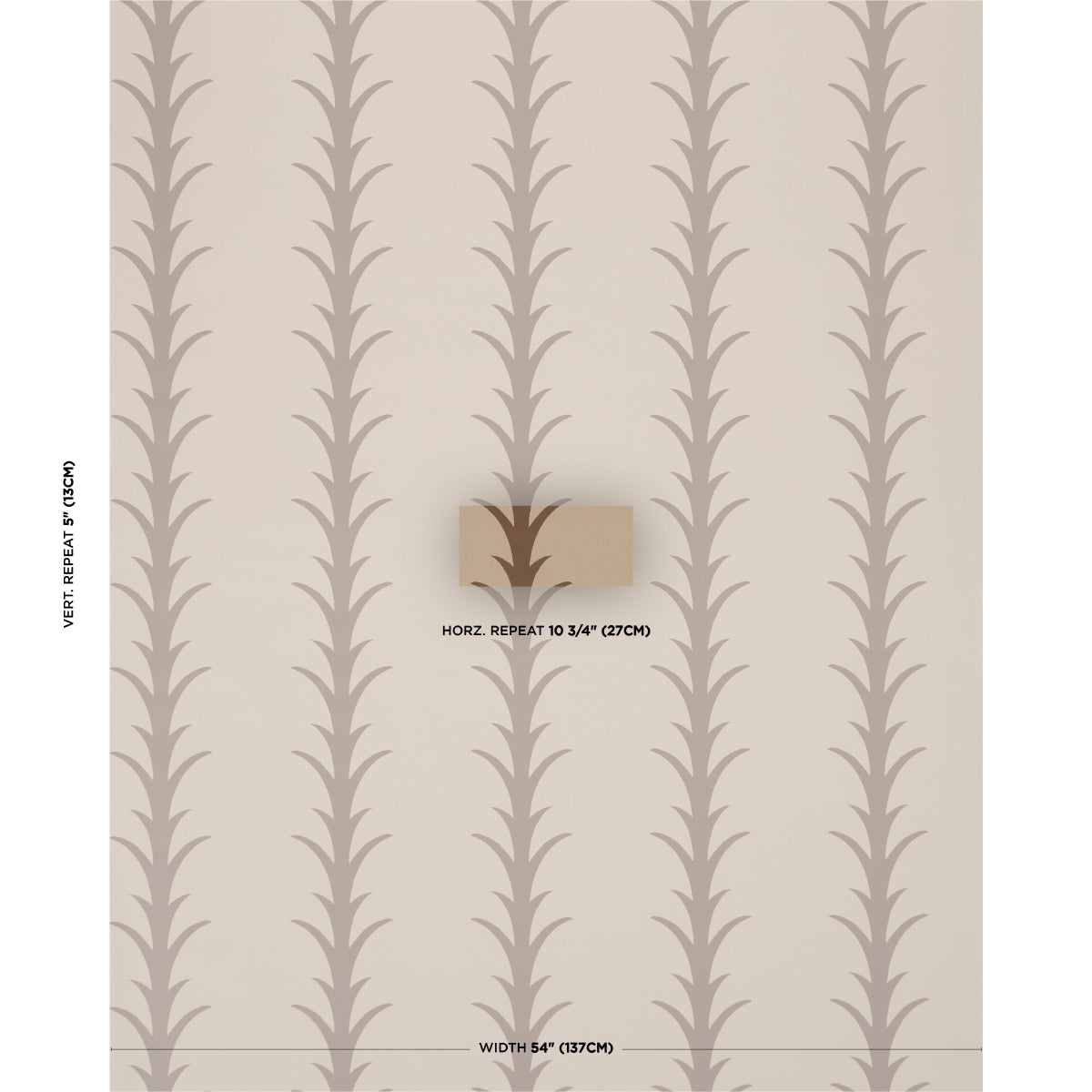 Purchase 5014774 | Acanthus Stripe, Brown On Beige - Schumacher Wallpaper