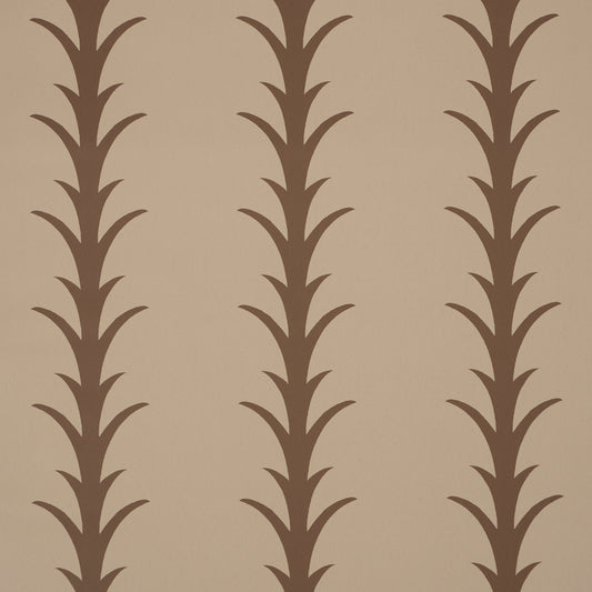 Purchase 5014774 | Acanthus Stripe, Brown On Beige - Schumacher Wallpaper
