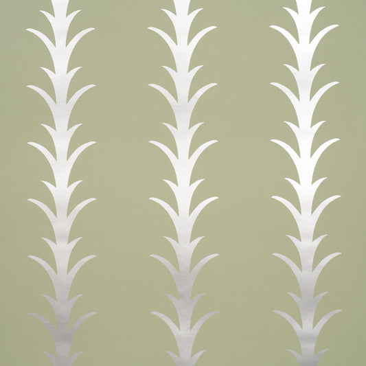 Purchase 5014776 | Acanthus Stripe, Metallic On Sage - Schumacher Wallpaper