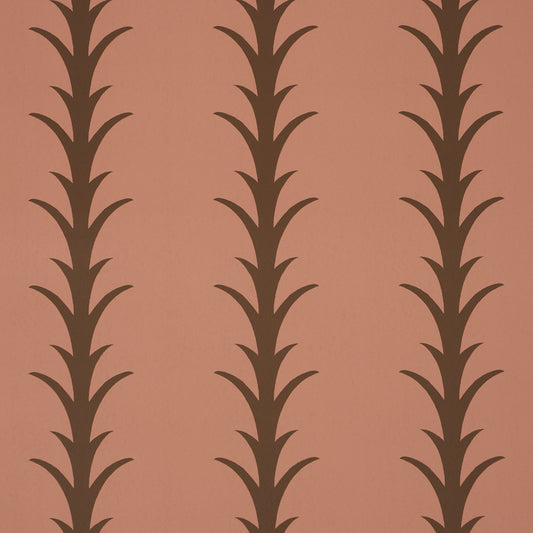 Purchase 5014778 | Acanthus Stripe, Brown On Rosewood - Schumacher Wallpaper
