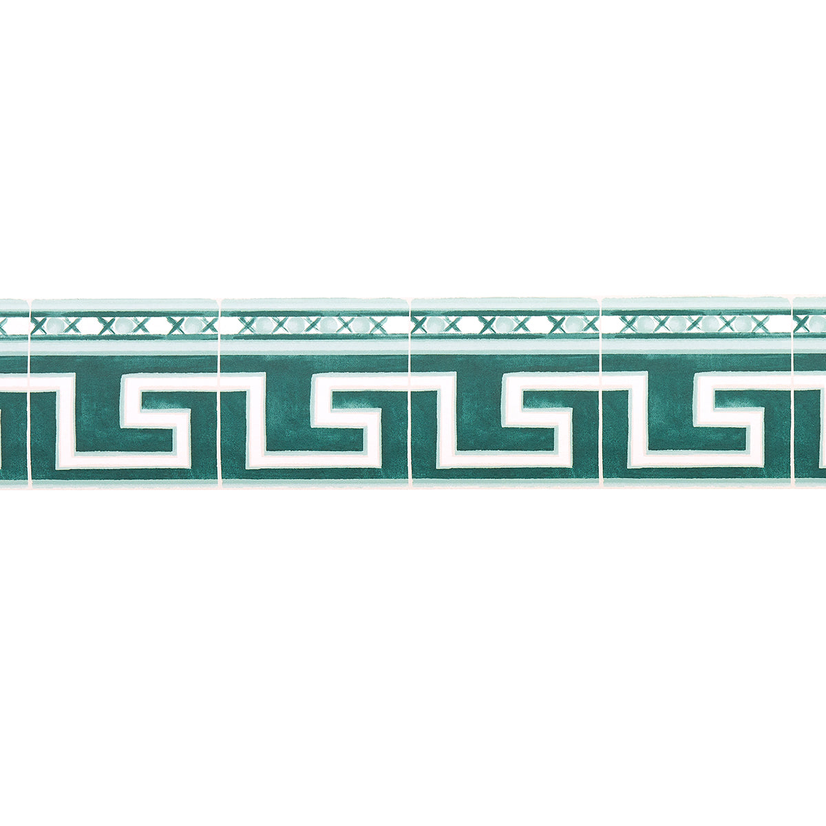 Purchase 5015131 | Azulejos Border, Emerald - Schumacher Wallpaper