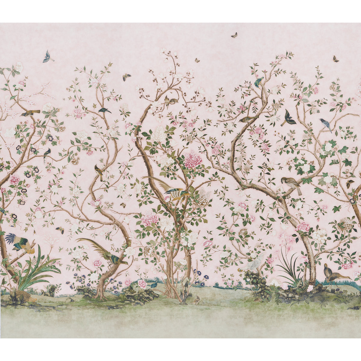 Purchase 5015154 | Les Oiseaux Panel Set, Blush - Schumacher Wallpaper