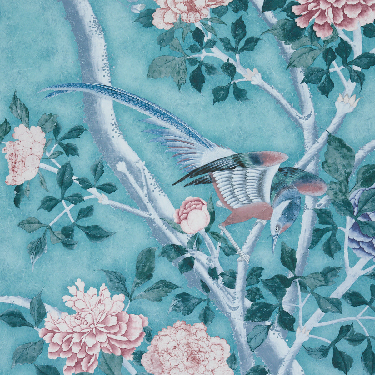 Purchase 5015156 | Les Oiseaux Panel Set, Blue Turquoise - Schumacher Wallpaper