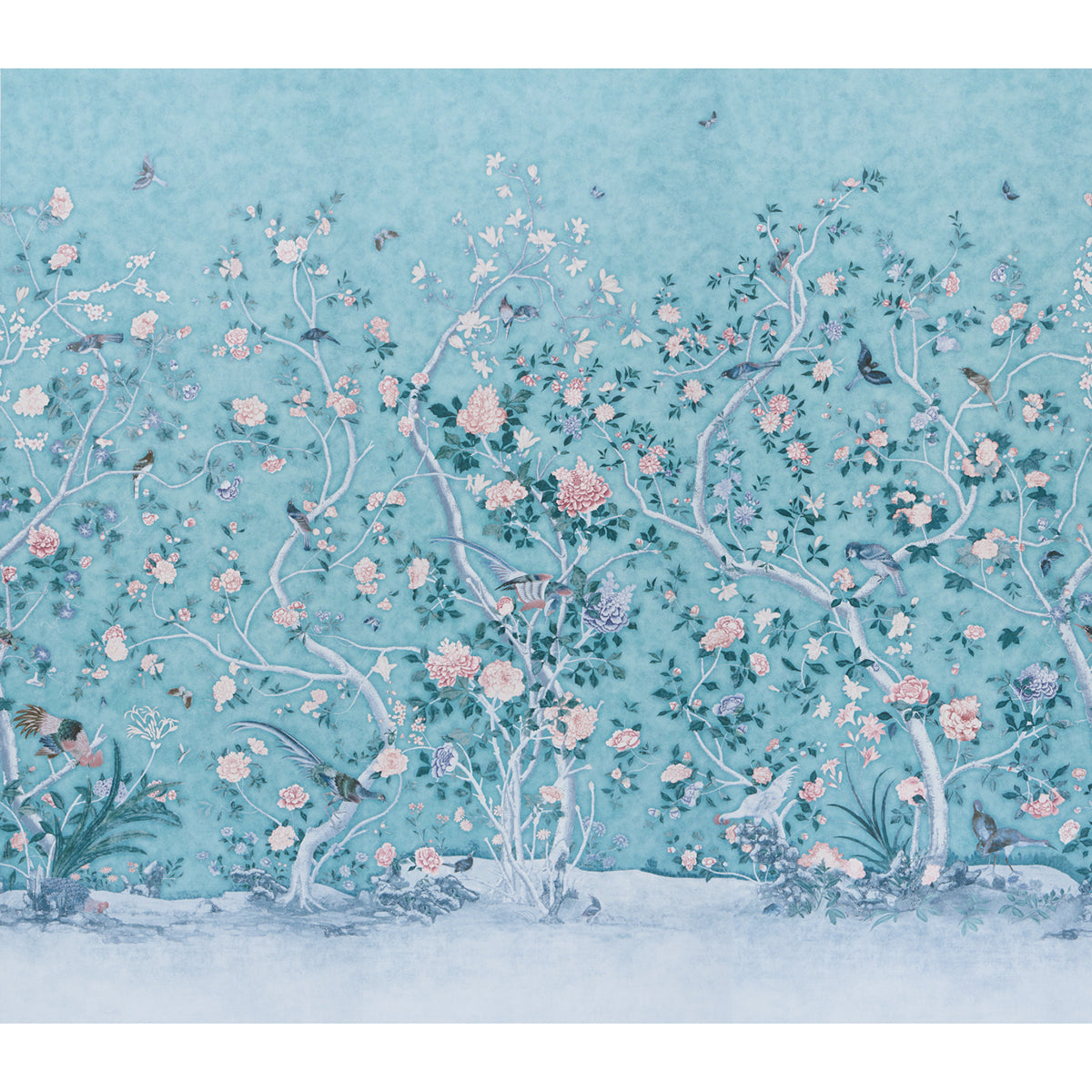 Purchase 5015156 | Les Oiseaux Panel Set, Blue Turquoise - Schumacher Wallpaper