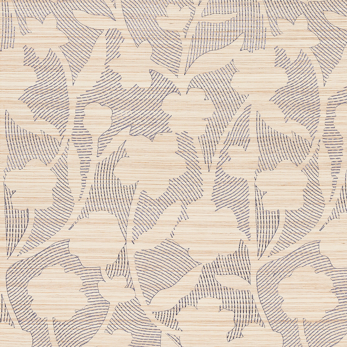 Purchase 5015180 | Kantha Embroidered Flower Sisal, Carbon - Schumacher Wallpaper