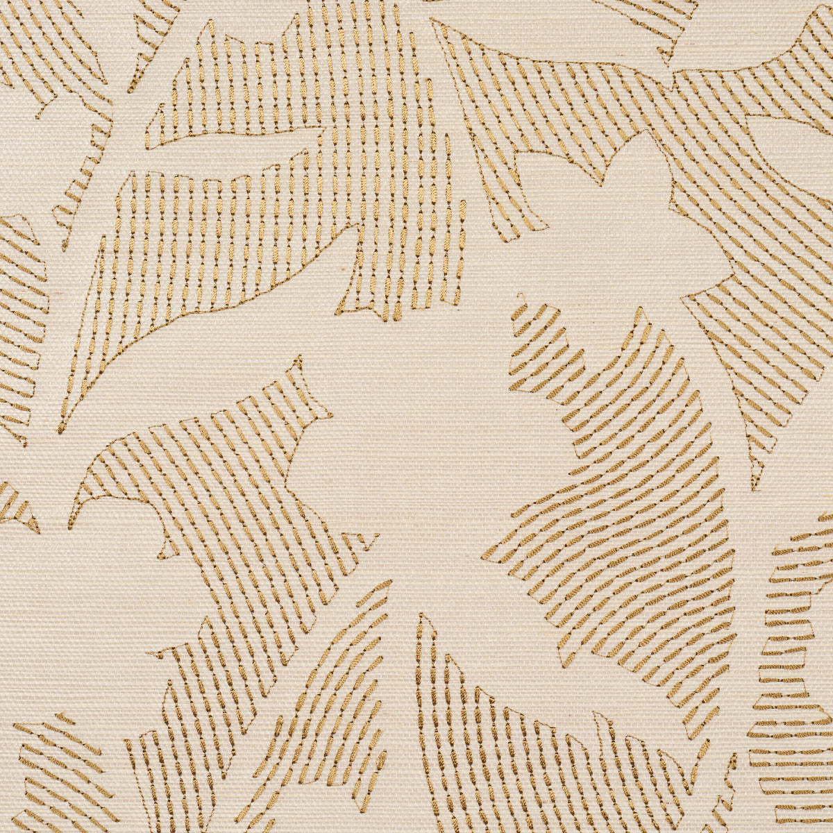 Purchase 5015181 | Kantha Embroidered Flower Sisal, Neutral - Schumacher Wallpaper