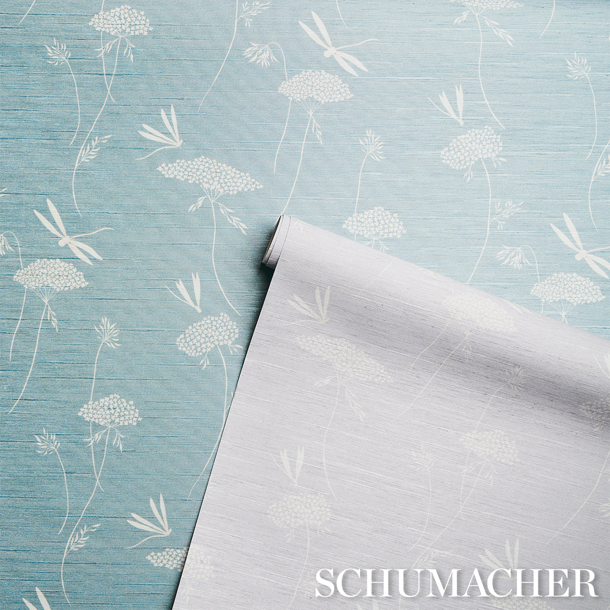 Purchase 5015190 | La Libellule Silk, Moonstone - Schumacher Wallpaper