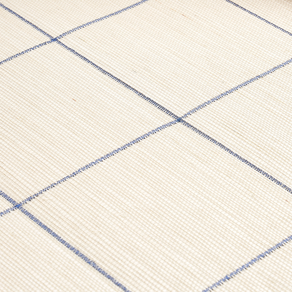 5015200 | Windowpane Embroidered Sisal, Navy - Schumacher Wallpaper