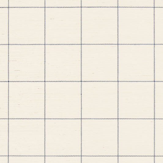 Purchase 5015200 | Windowpane Embroidered Sisal, Navy - Schumacher Wallpaper