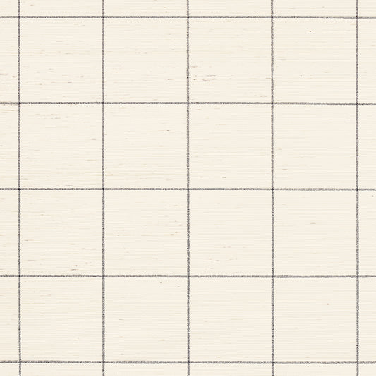 Purchase 5015202 | Windowpane Embroidered Sisal, Charcoal - Schumacher Wallpaper