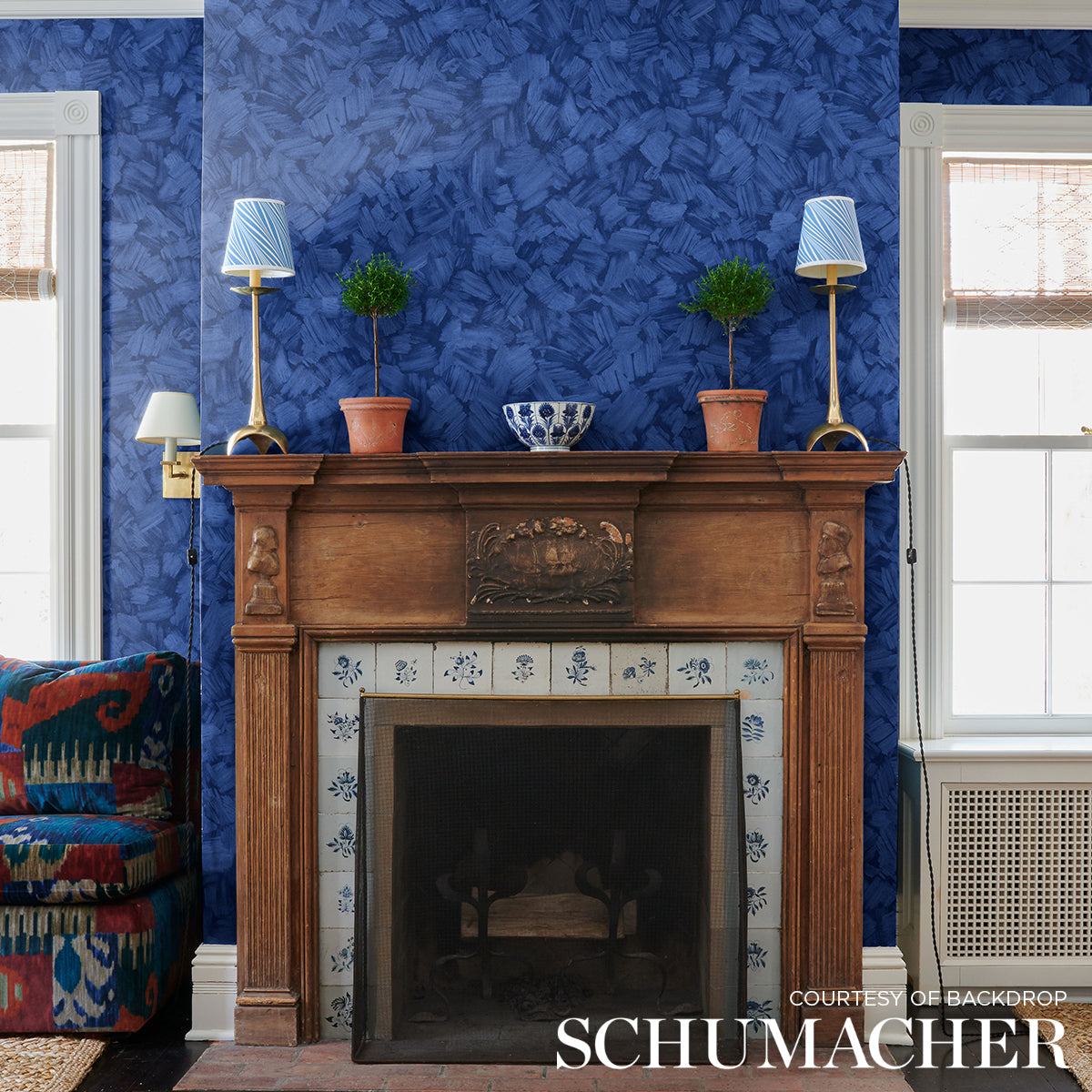 Purchase 5015280 | Atmos, Bright Blue - Schumacher Wallpaper