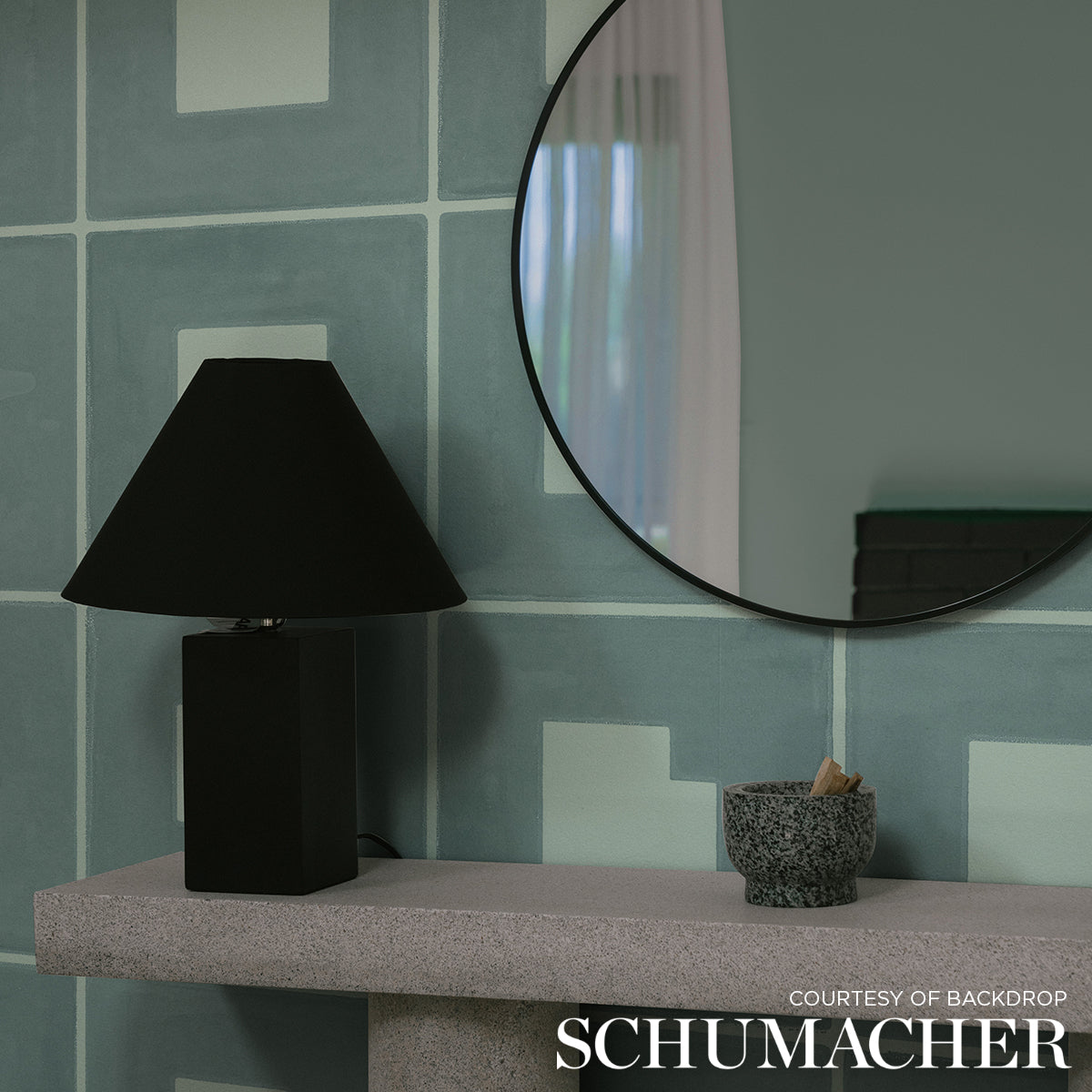 Purchase 5015292 | Palindrome, Teal - Schumacher Wallpaper