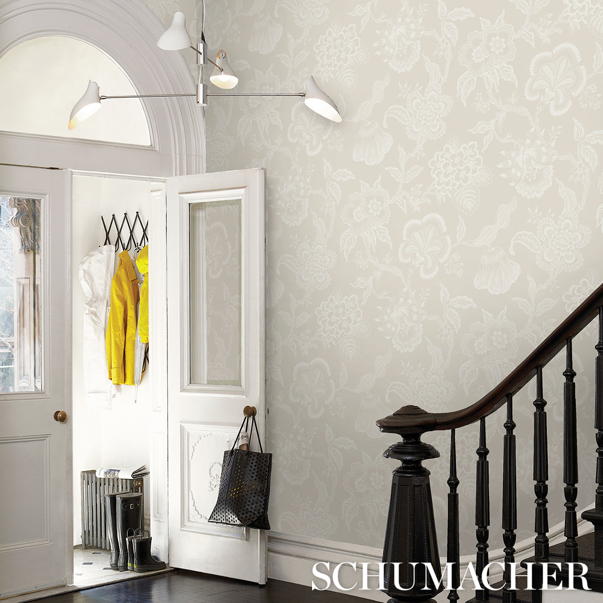 Purchase 5015320 | Hothouse Flowers Silhouette, Cream - Schumacher Wallpaper