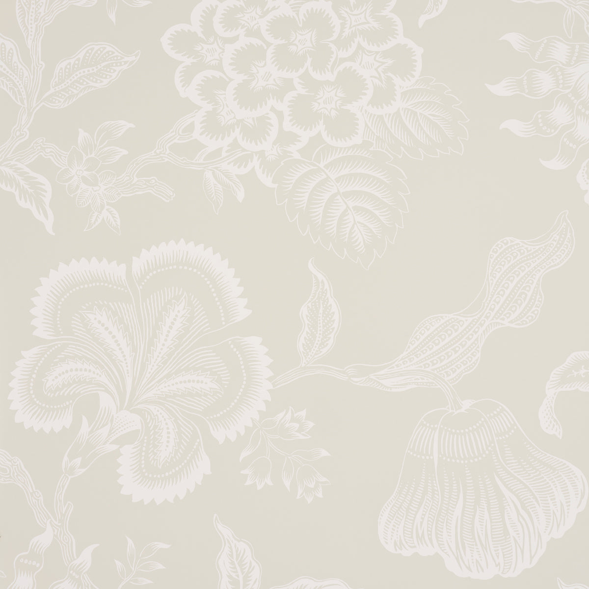 Purchase 5015320 | Hothouse Flowers Silhouette, Cream - Schumacher Wallpaper