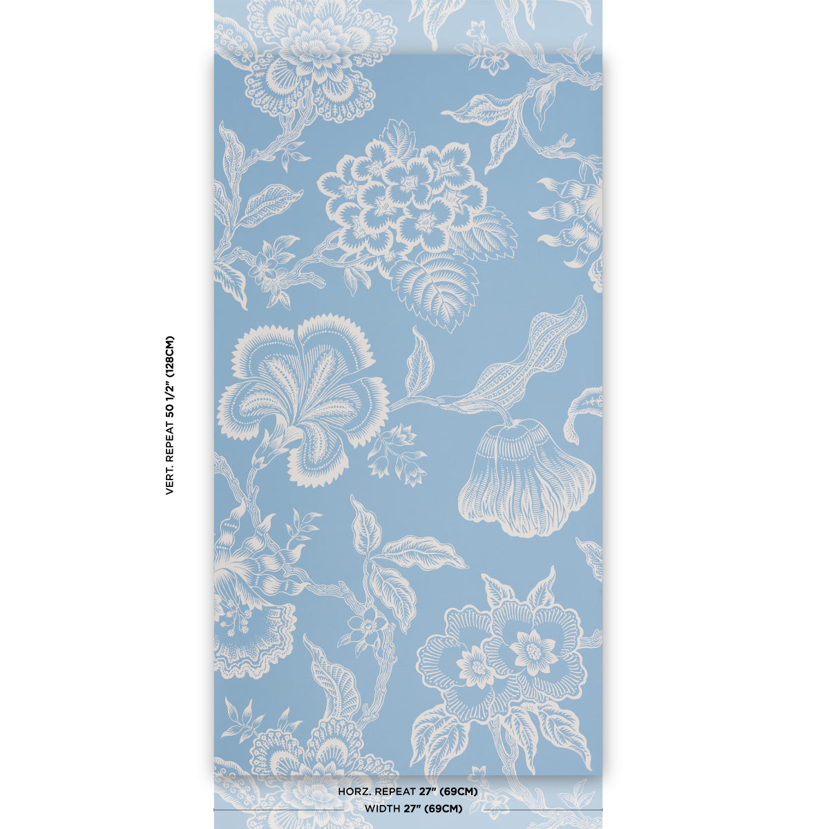 Purchase 5015321 | Hothouse Flowers Silhouette, Bliss Blue - Schumacher Wallpaper