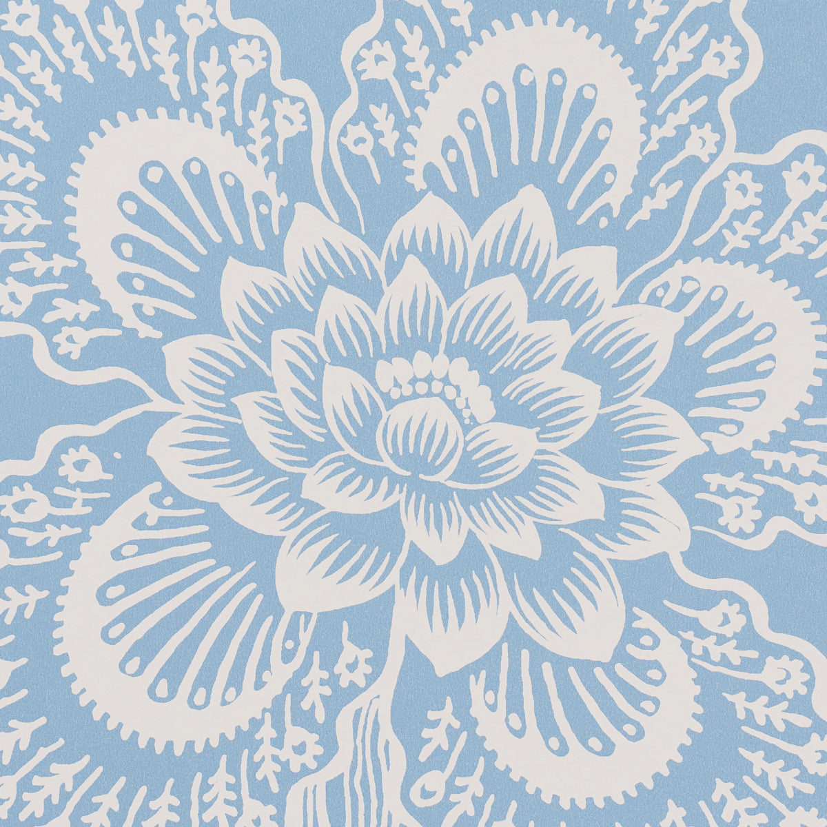 Purchase 5015321 | Hothouse Flowers Silhouette, Bliss Blue - Schumacher Wallpaper