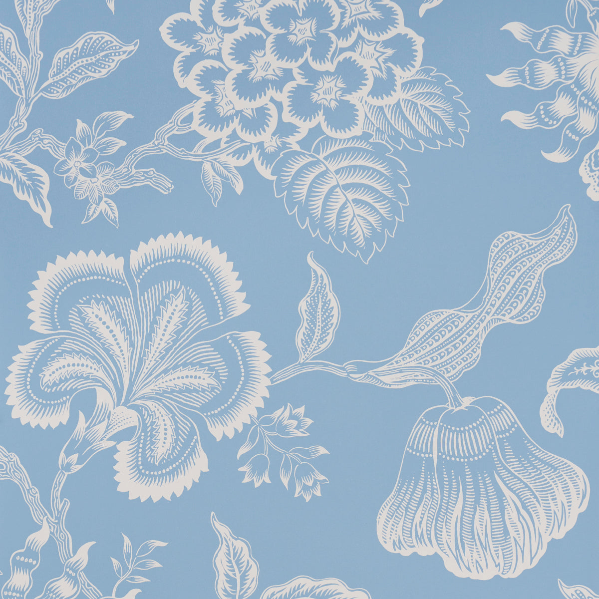 Purchase 5015321 | Hothouse Flowers Silhouette, Bliss Blue - Schumacher Wallpaper