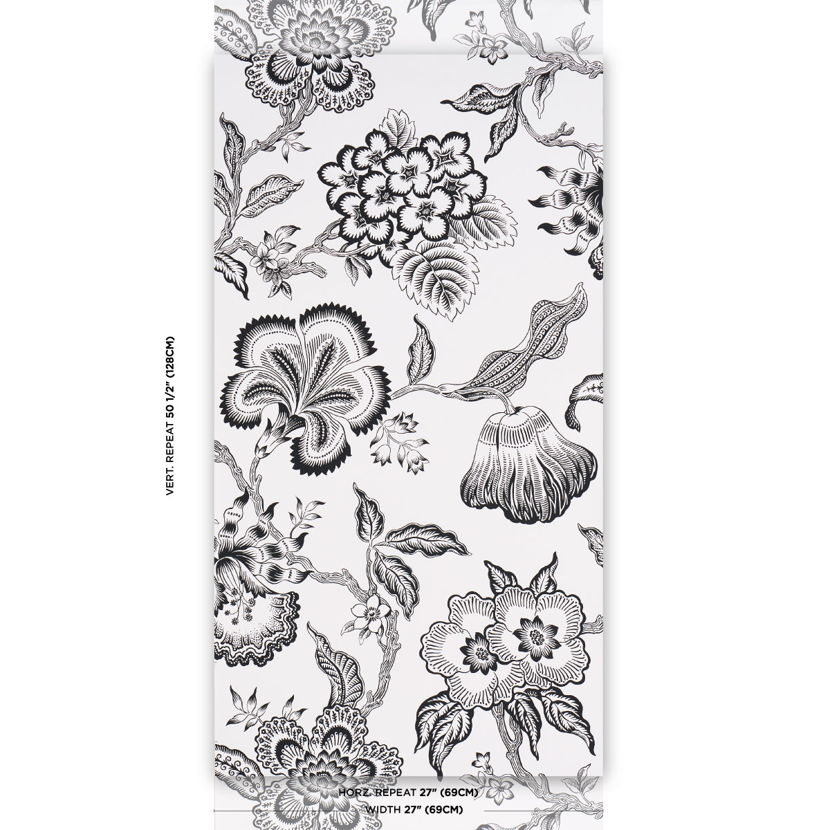 Purchase 5015323 | Hothouse Flowers Silhouette, Black And White - Schumacher Wallpaper