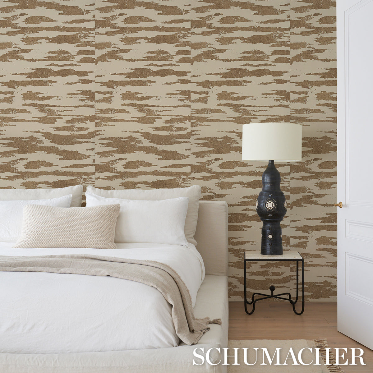 Purchase 5015330 | Plastered Manuscipt, Birch - Schumacher Wallpaper