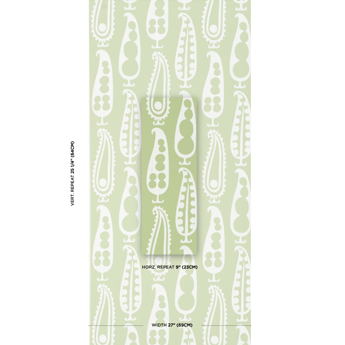 Purchase 5015381 | Paisley Peas, Green - Schumacher Wallpaper