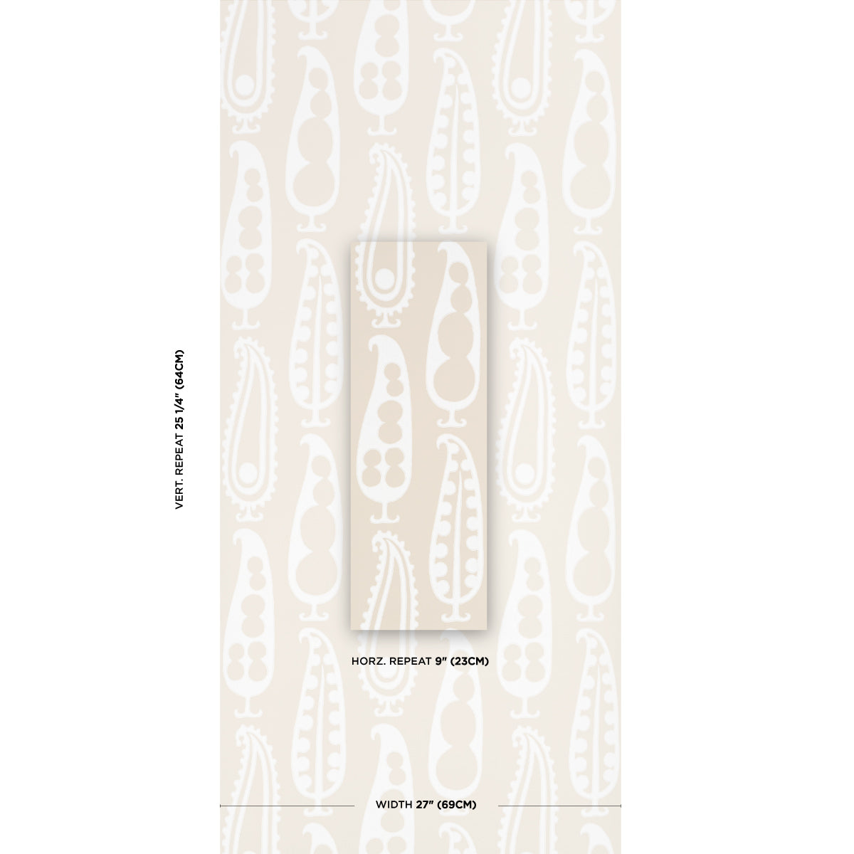 Purchase 5015382 | Paisley Peas, Natural - Schumacher Wallpaper