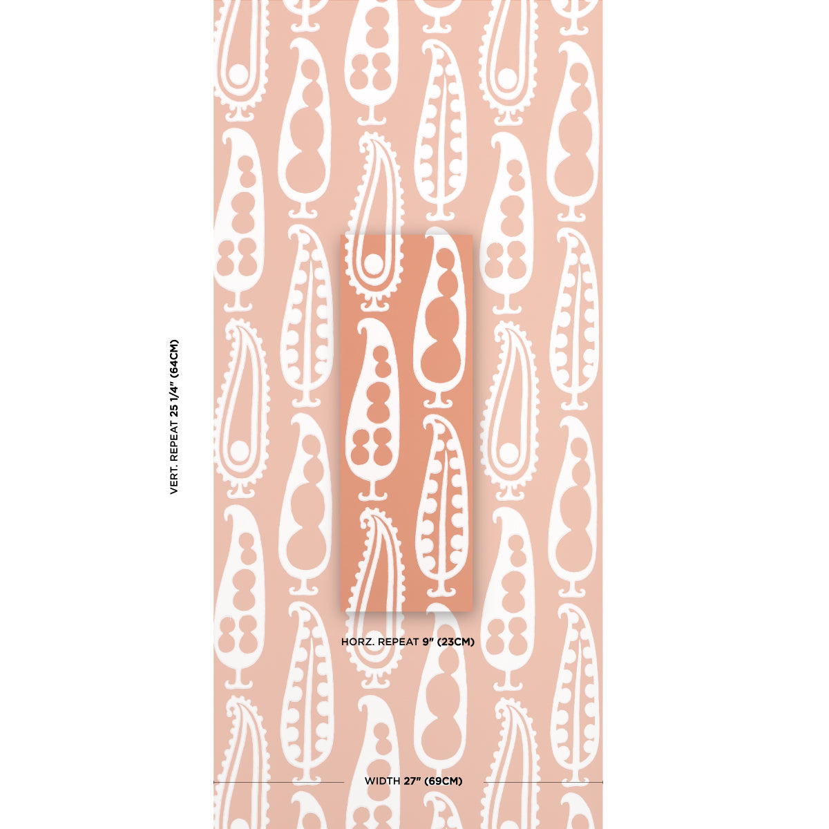 Purchase 5015383 | Paisley Peas, Terracotta - Schumacher Wallpaper