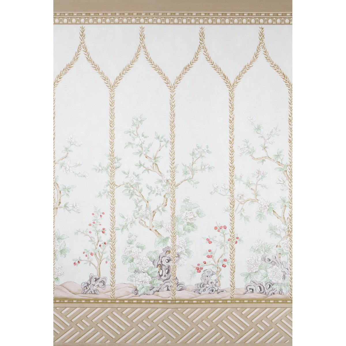 Purchase 5015401 | Victoria Panel Set, Stone - Schumacher Wallpaper