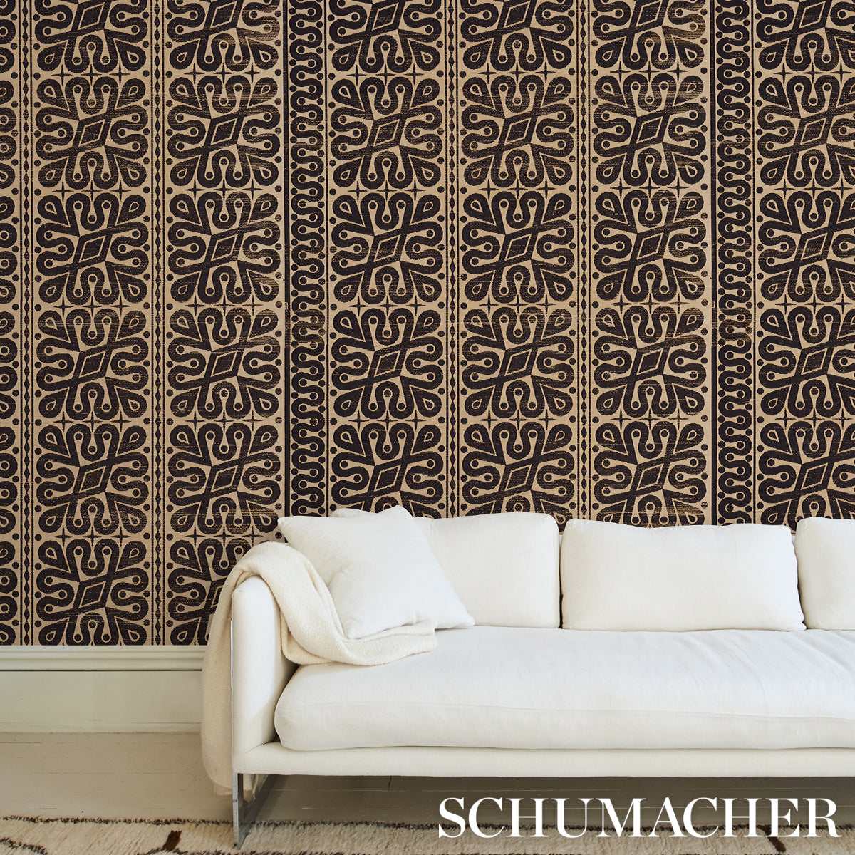 Purchase 5015412 | Borneo Grasscloth, Black - Schumacher Wallpaper