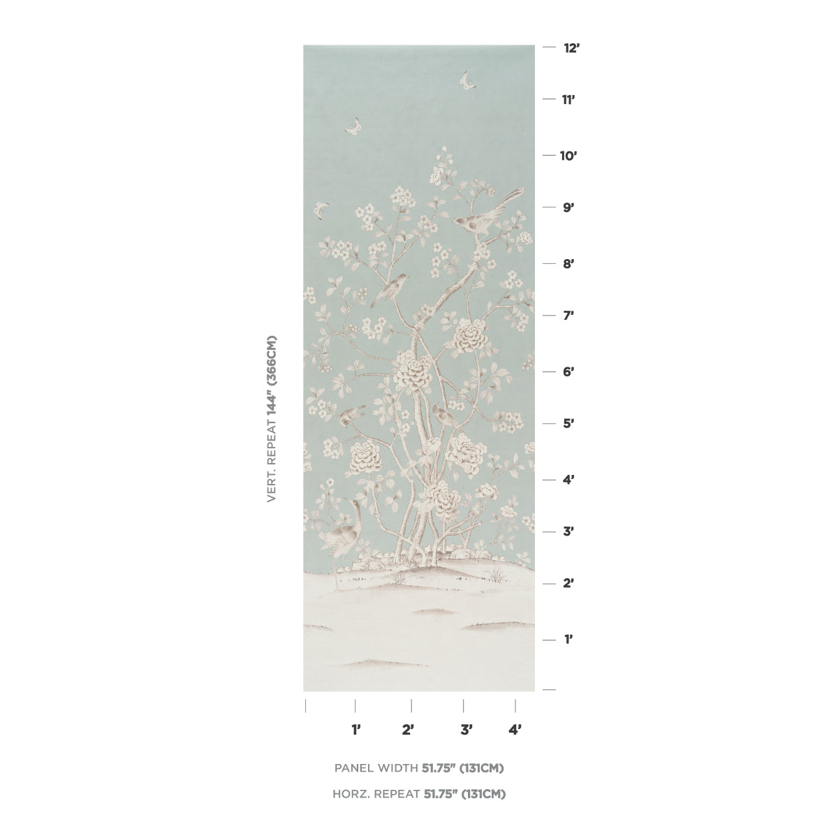 Purchase 5015441 | Chinois Palais Panel, Duck Egg - Schumacher Wallpaper