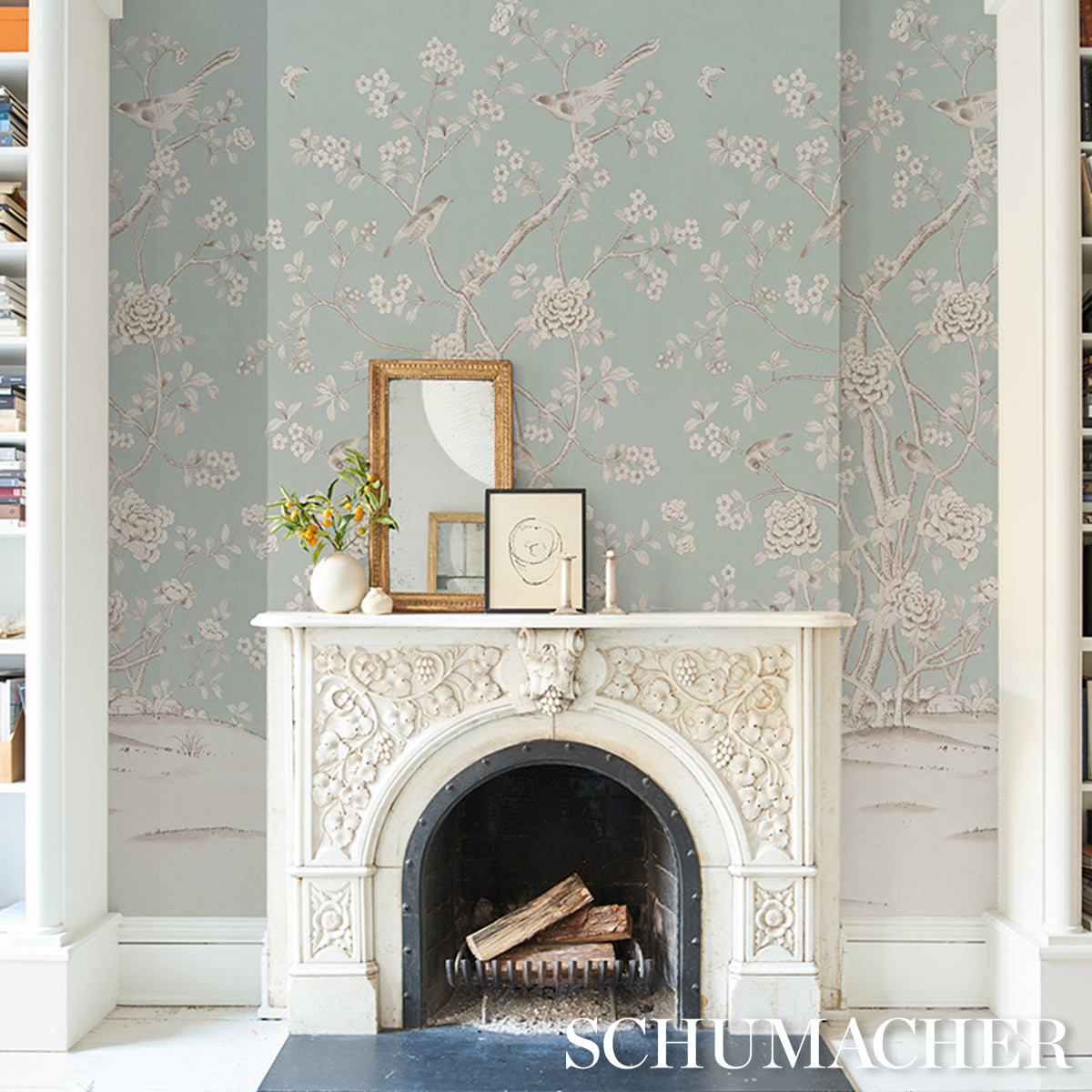 Purchase 5015441 | Chinois Palais Panel, Duck Egg - Schumacher Wallpaper