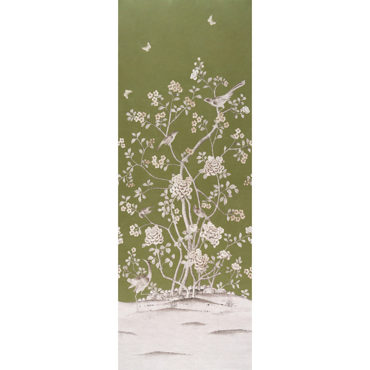 Purchase 5015442 | Chinois Palais Panel, Olive - Schumacher Wallpaper