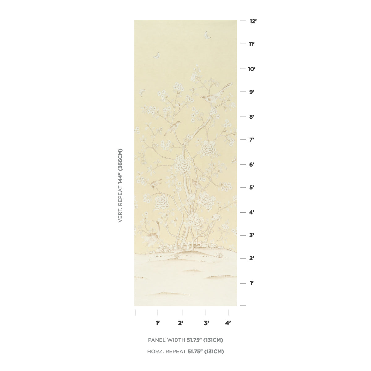 Purchase 5015443 | Chinois Palais Panel, Butter - Schumacher Wallpaper