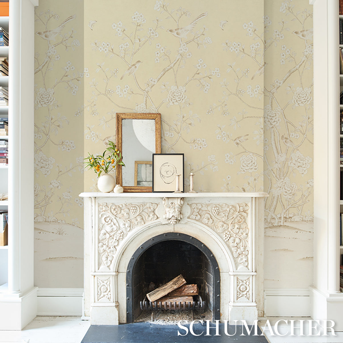 Purchase 5015443 | Chinois Palais Panel, Butter - Schumacher Wallpaper