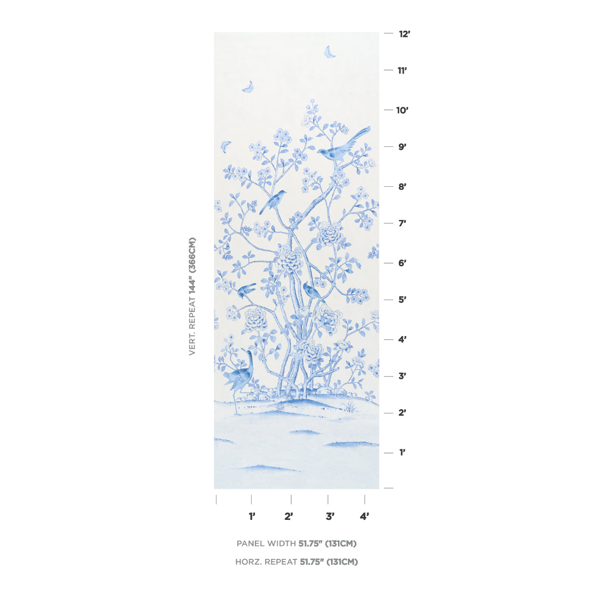 Purchase 5015444 | Chinois Palais Panel, Porcelain - Schumacher Wallpaper