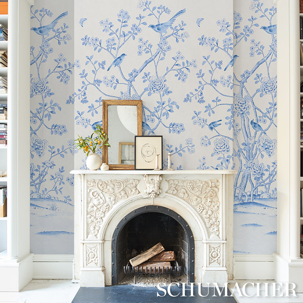 Purchase 5015444 | Chinois Palais Panel, Porcelain - Schumacher Wallpaper