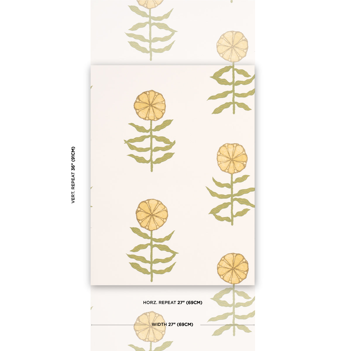 Purchase 5015452 | Pretty Petals, Soft Yellow - Schumacher Wallpaper