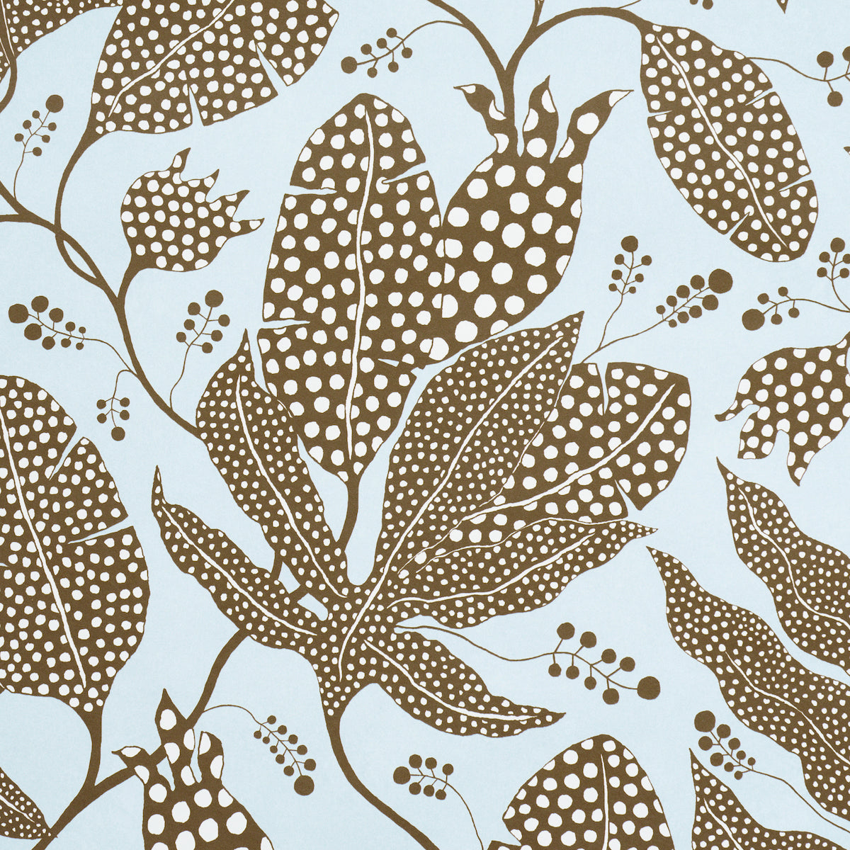 Purchase 5015461 | Polka Dot Jungle, Brown & Sky - Schumacher Wallpaper