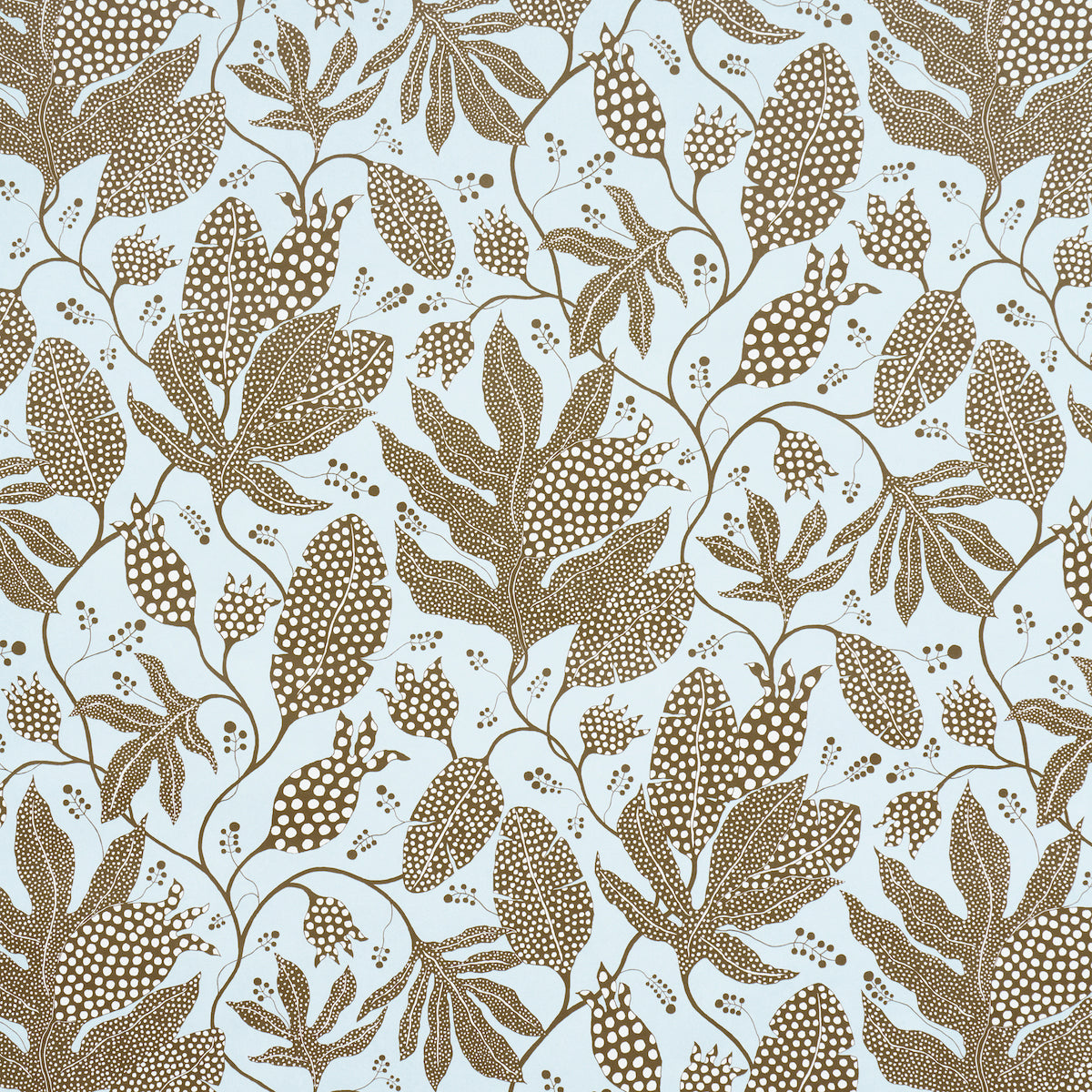 Purchase 5015461 | Polka Dot Jungle, Brown & Sky - Schumacher Wallpaper