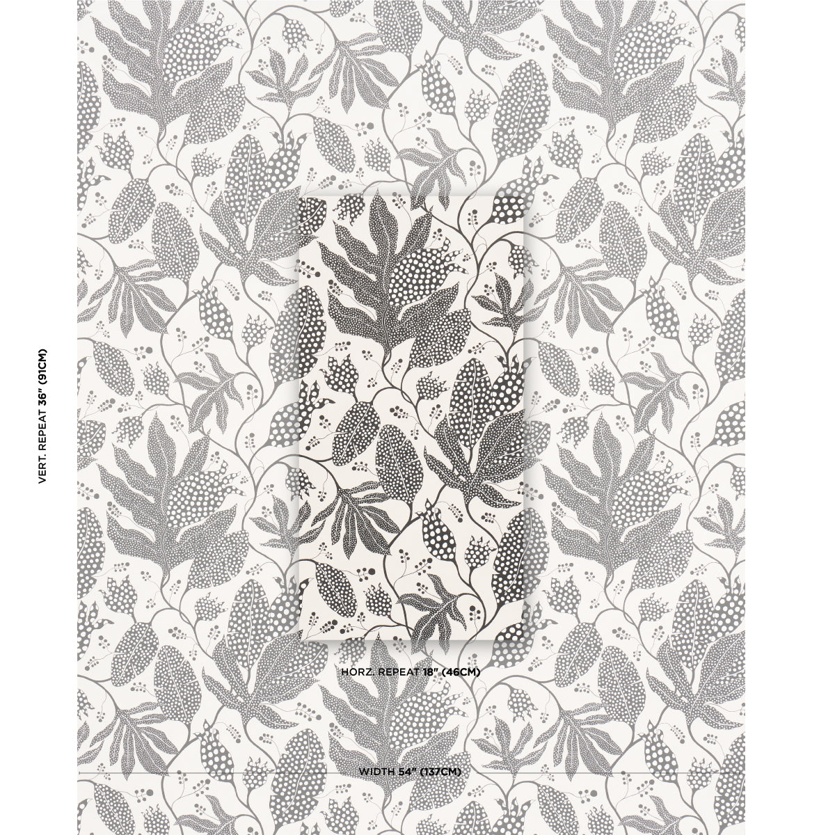 Purchase 5015462 | Polka Dot Jungle, Black & Cream - Schumacher Wallpaper