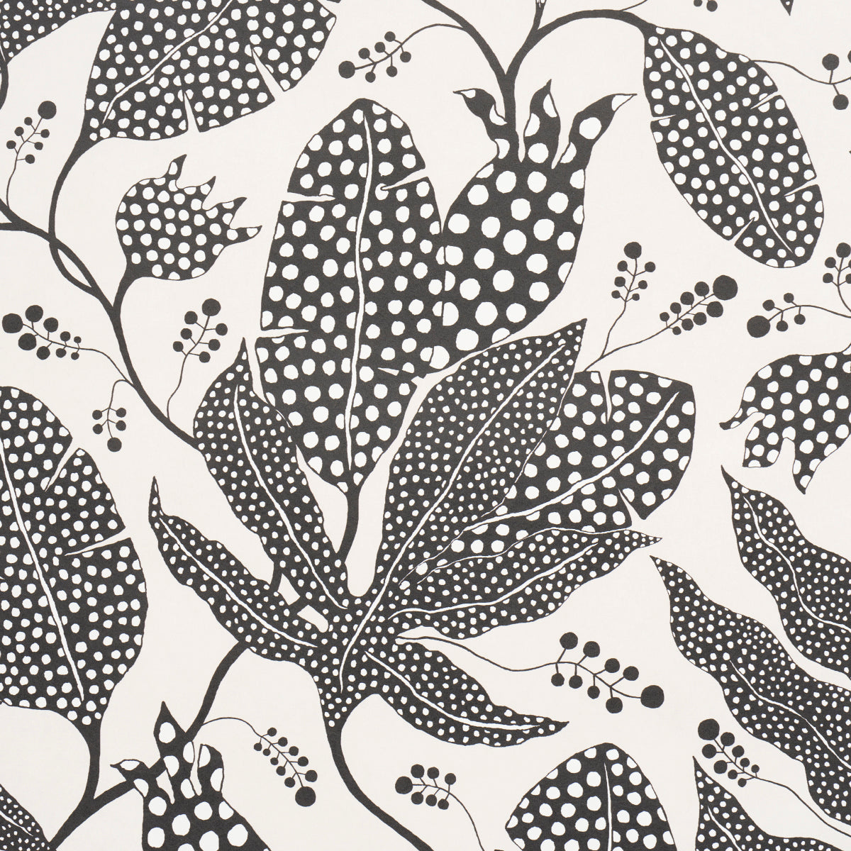 Purchase 5015462 | Polka Dot Jungle, Black & Cream - Schumacher Wallpaper