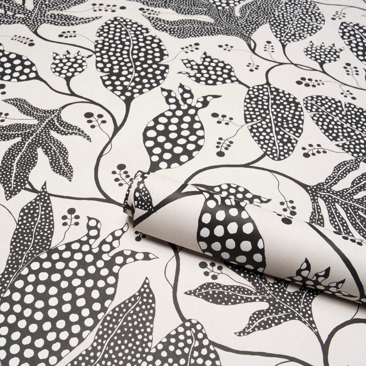 Purchase 5015462 | Polka Dot Jungle, Black & Cream - Schumacher Wallpaper