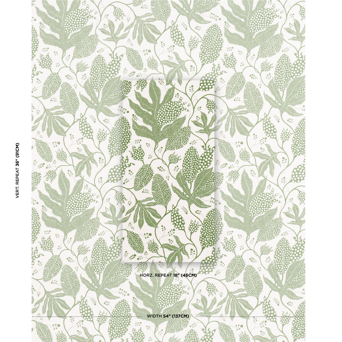 Purchase 5015463 | Polka Dot Jungle, Green & Ivory - Schumacher Wallpaper