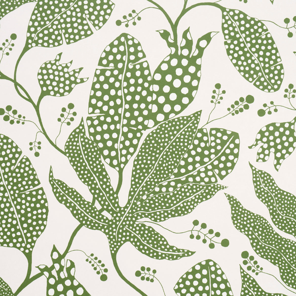 Purchase 5015463 | Polka Dot Jungle, Green & Ivory - Schumacher Wallpaper