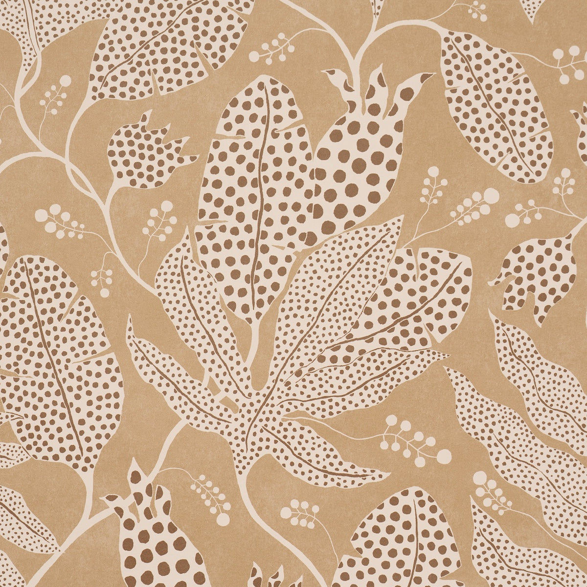 Purchase 5015464 | Polka Dot Jungle, Caramel - Schumacher Wallpaper