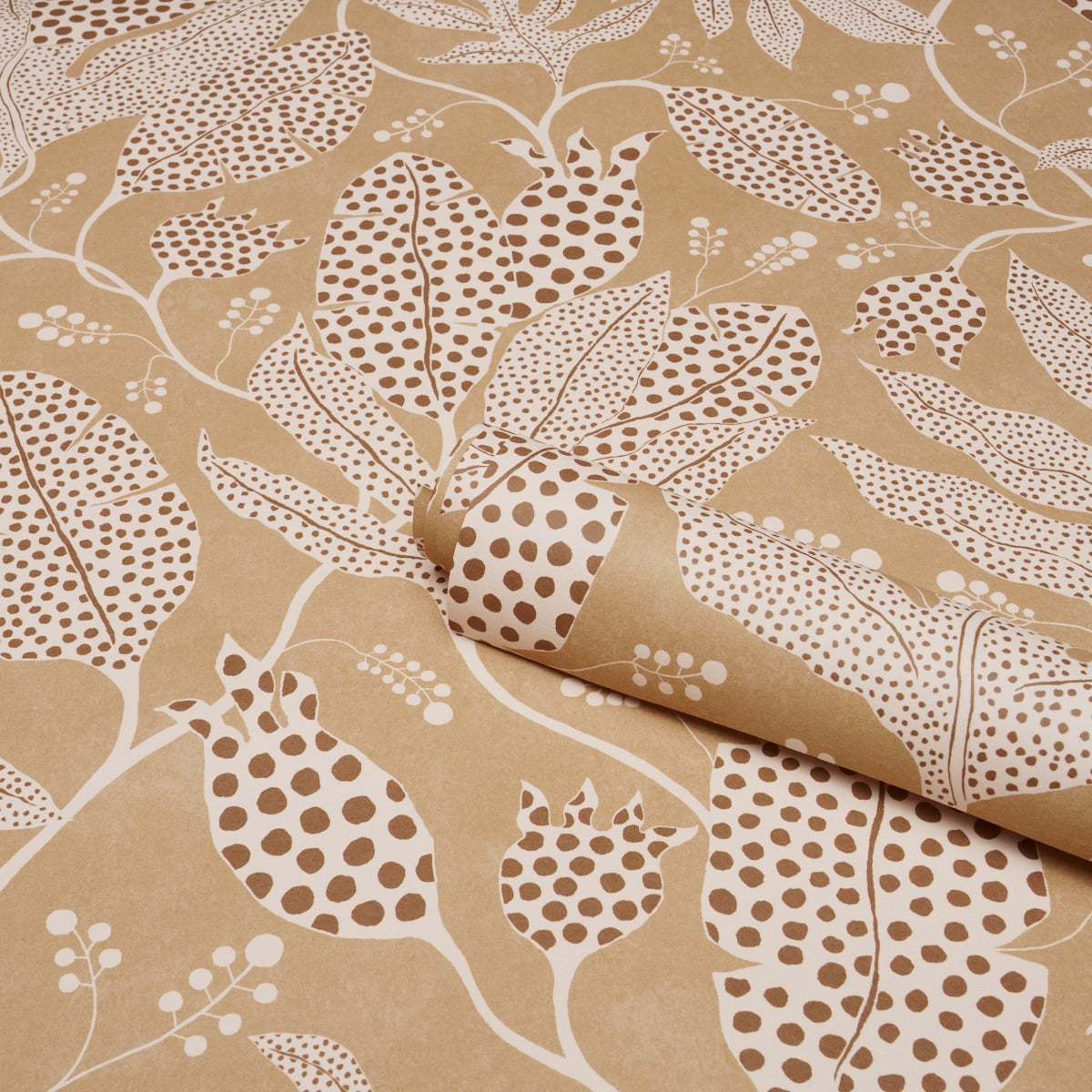 Purchase 5015464 | Polka Dot Jungle, Caramel - Schumacher Wallpaper