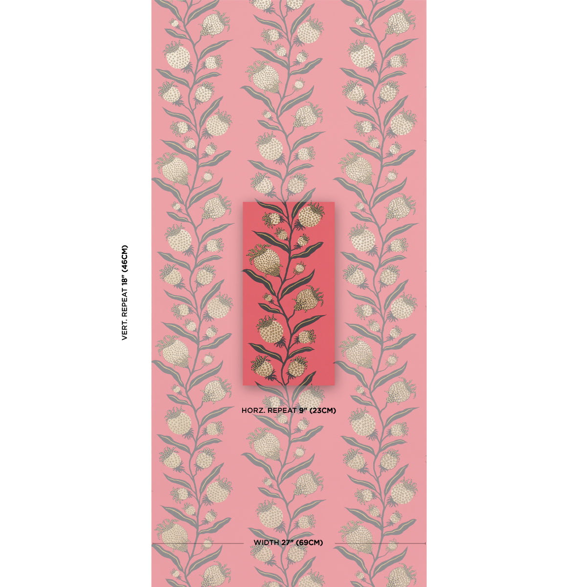 Purchase 5015480 | Thistle Vine, Red & Gold - Schumacher Wallpaper