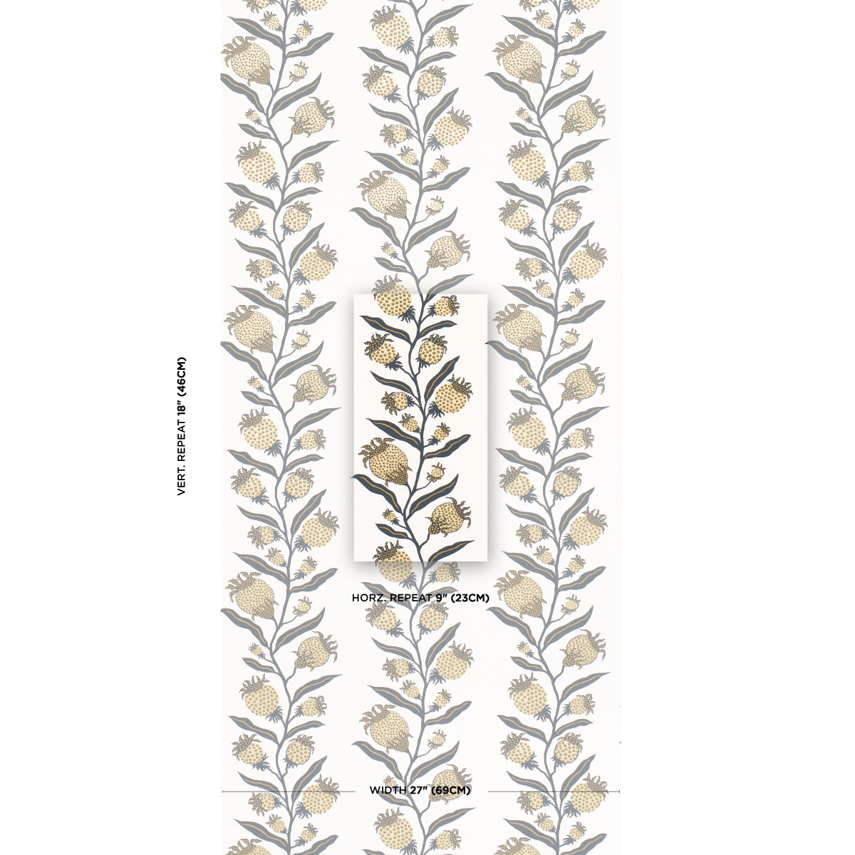 Purchase 5015481 | Thistle Vine, Black & Gold - Schumacher Wallpaper