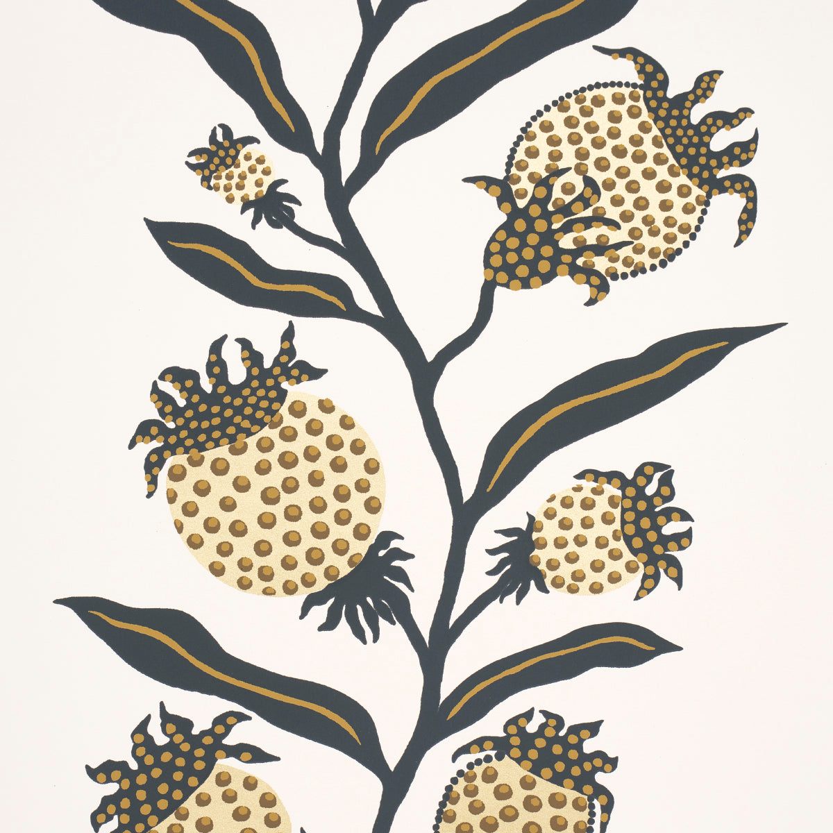 Purchase 5015481 | Thistle Vine, Black & Gold - Schumacher Wallpaper