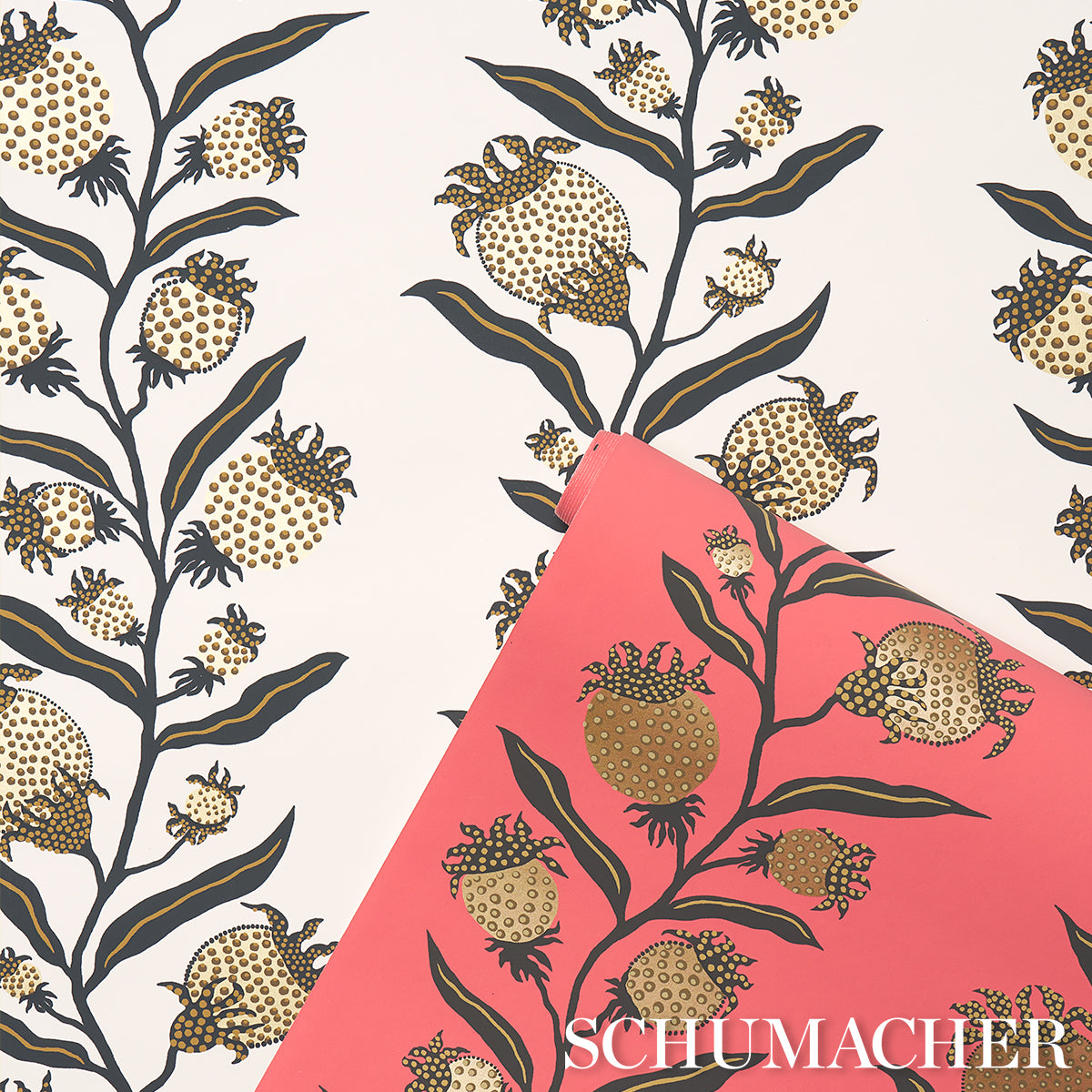 Purchase 5015481 | Thistle Vine, Black & Gold - Schumacher Wallpaper