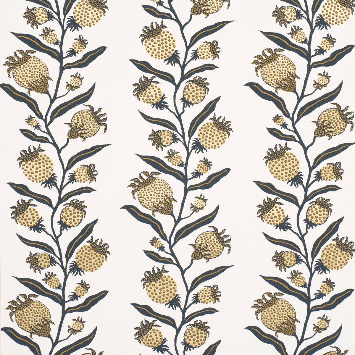 Purchase 5015481 | Thistle Vine, Black & Gold - Schumacher Wallpaper